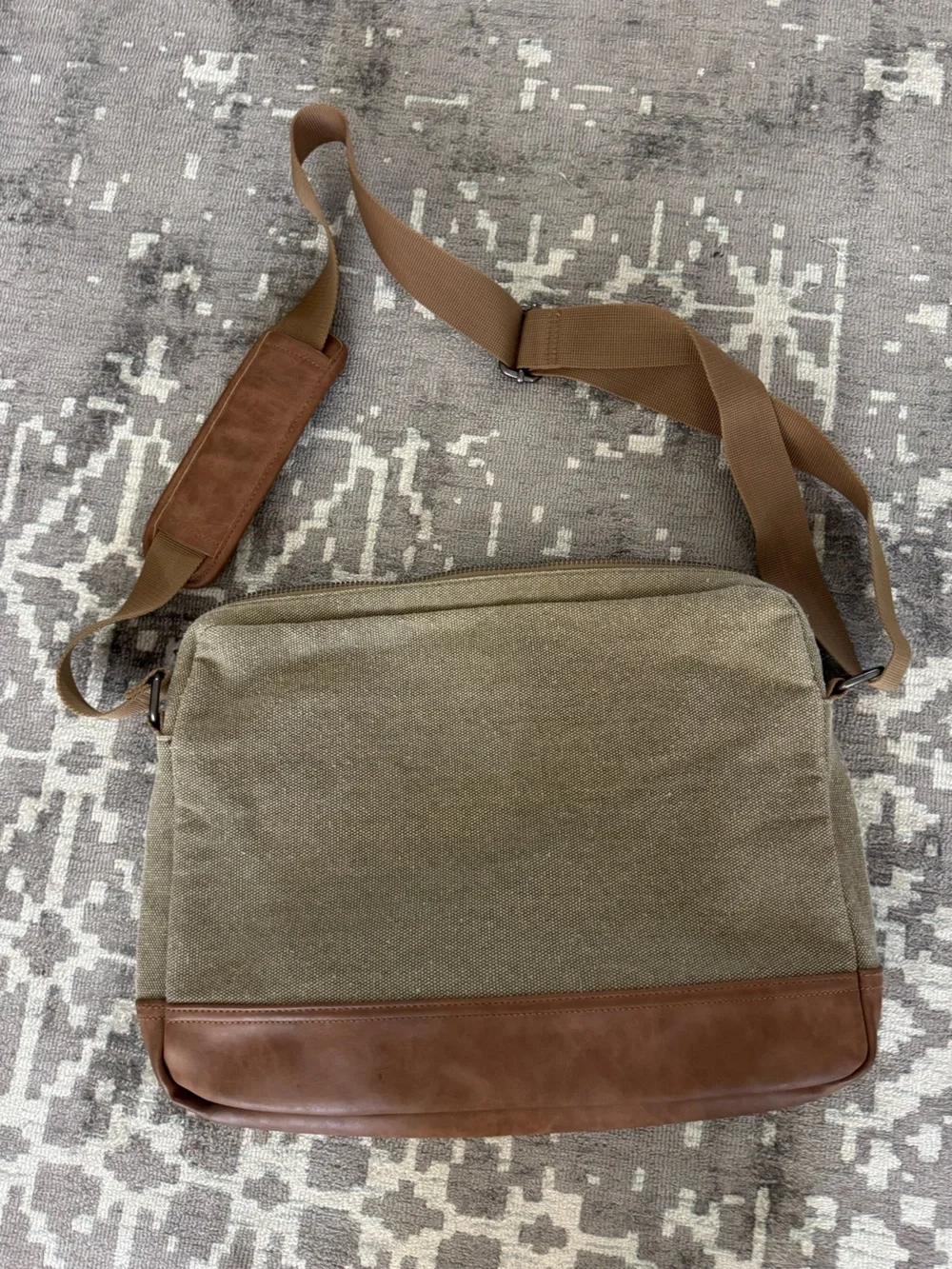 Buffalo David Bitton Olive and Brown Canvas Messenger Bag